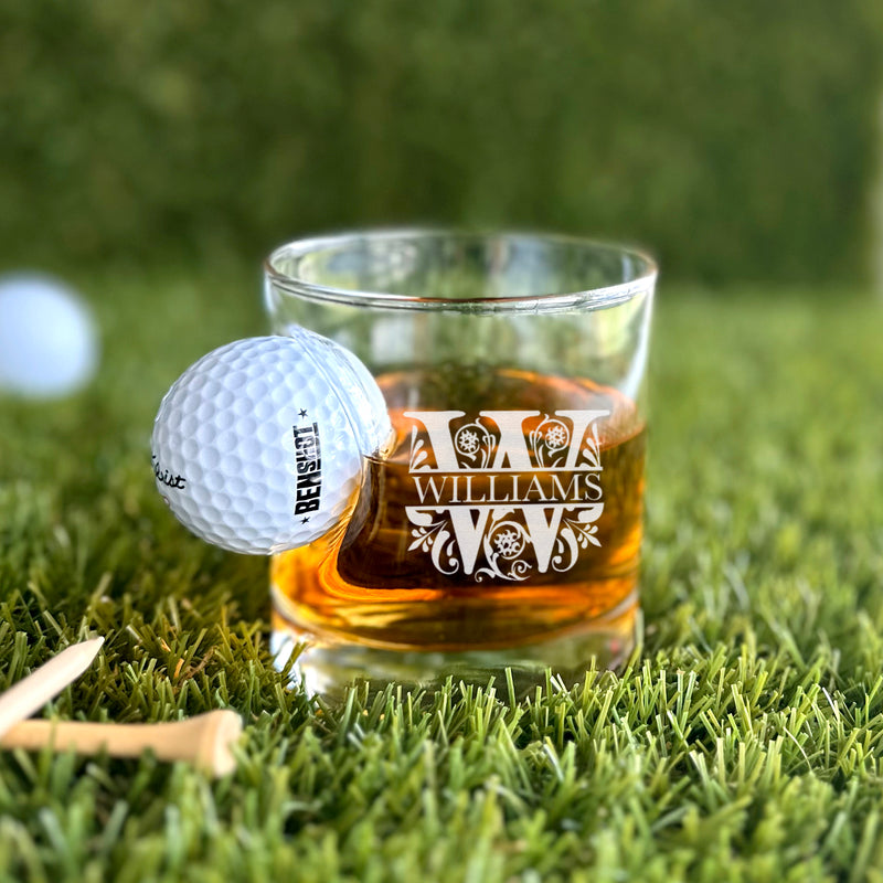 Personalized Golf Ball Lowball Whiskey Glass