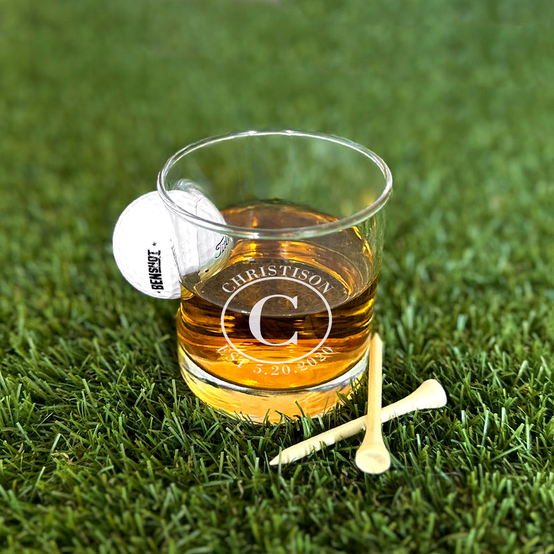 Personalized Golf Ball Lowball Whiskey Glass