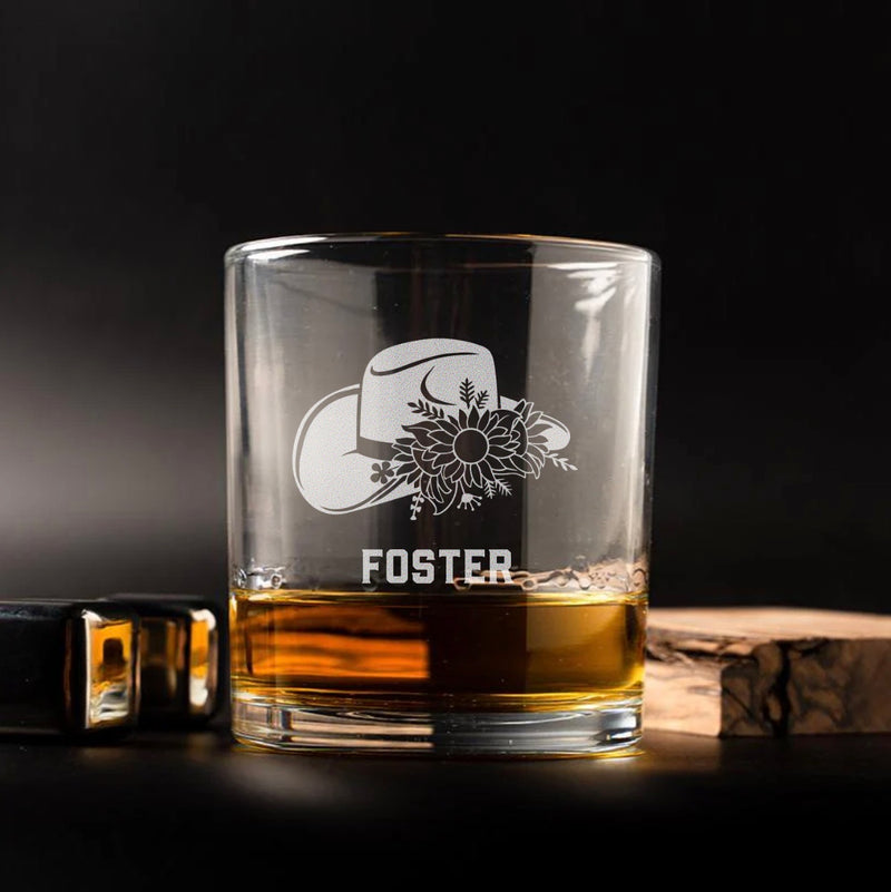 Personalized Lowball Whiskey Glass - Western Designs