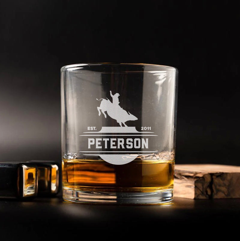 Personalized Lowball Whiskey Glass - Western Designs
