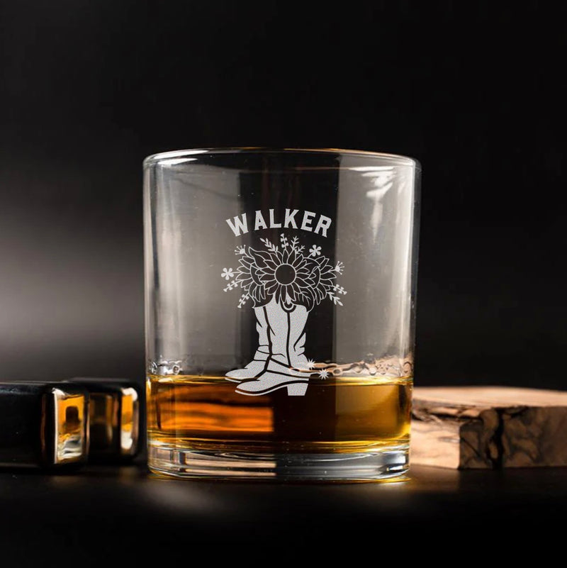Personalized Lowball Whiskey Glass - Western Designs