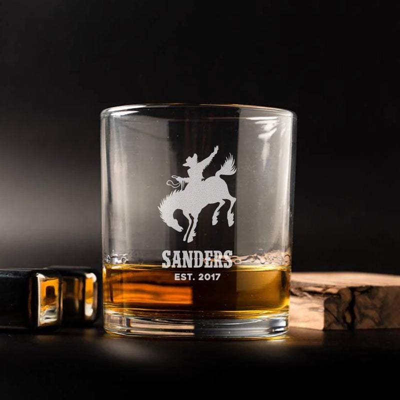 Personalized Lowball Whiskey Glass - Western Designs