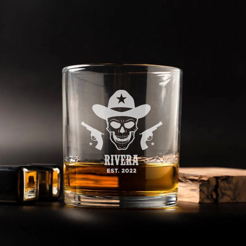 Personalized Lowball Whiskey Glass - Western Designs