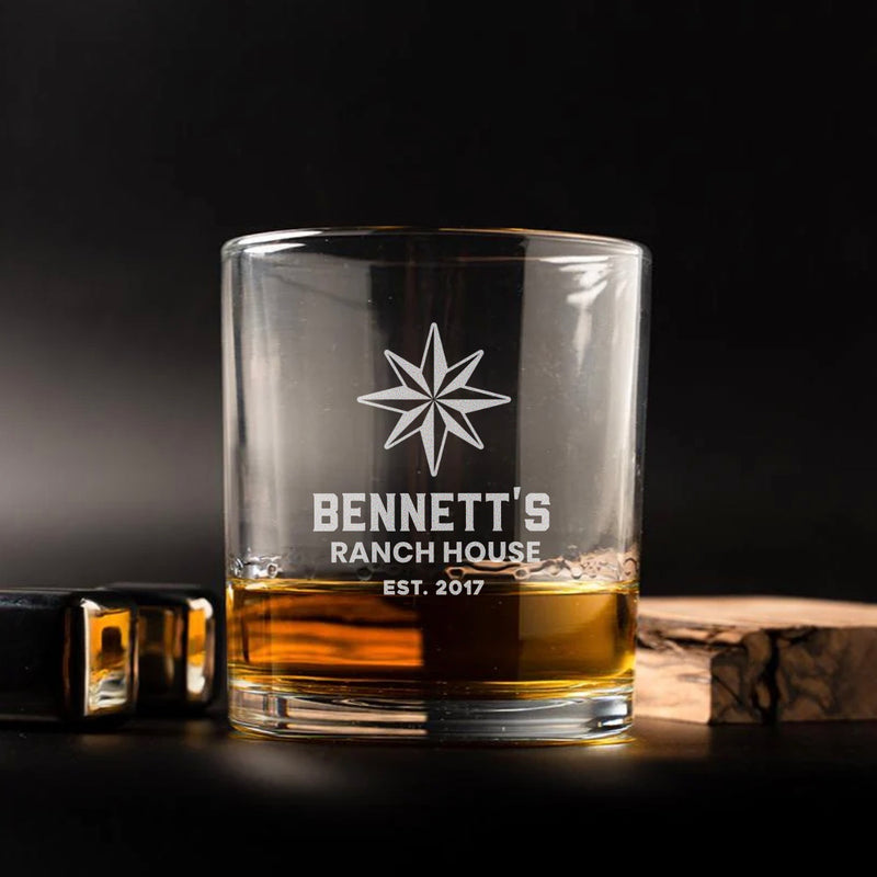 Personalized Lowball Whiskey Glass - Western Designs
