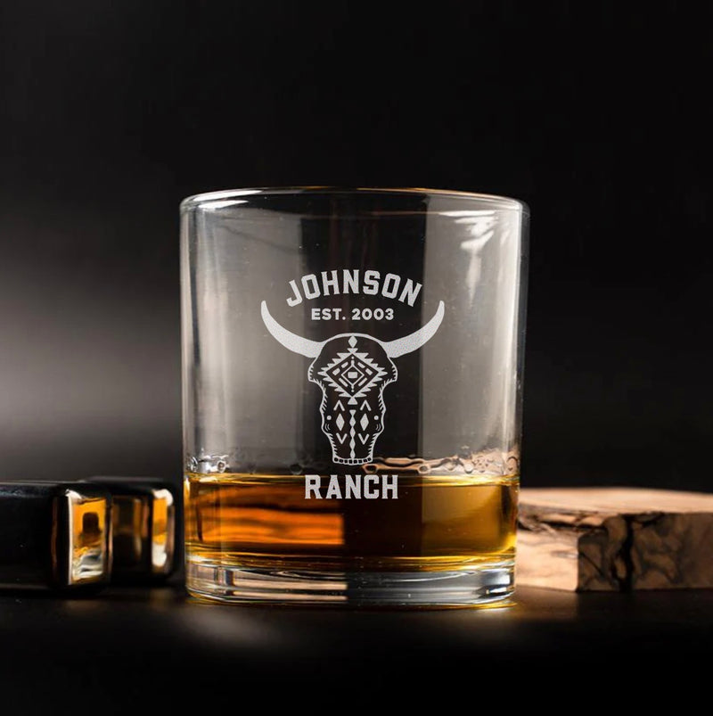 Personalized Lowball Whiskey Glass - Western Designs