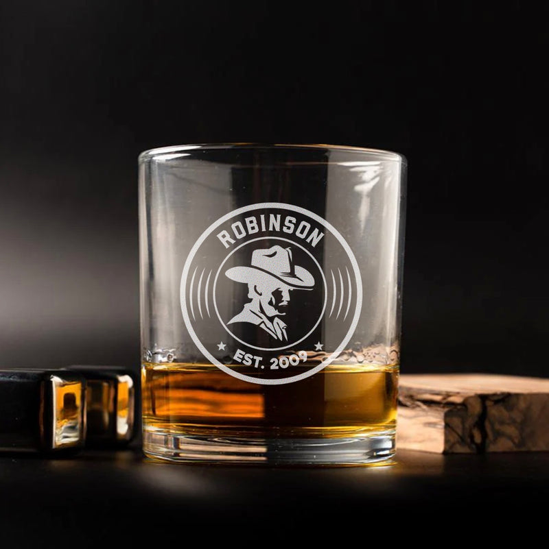 Personalized Lowball Whiskey Glass - Western Designs
