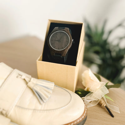 Personalized Dark Brown Wooden Wrist Watch