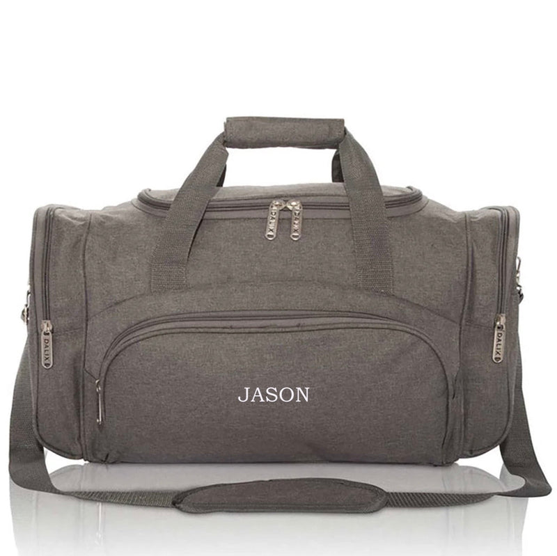 Personalized Gray Voyager Duffel Bag