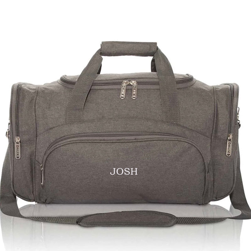 Personalized Gray Voyager Duffel Bag