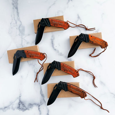 Groomsmen Set of 5 Saw Mountain Personalized Hunting Knives