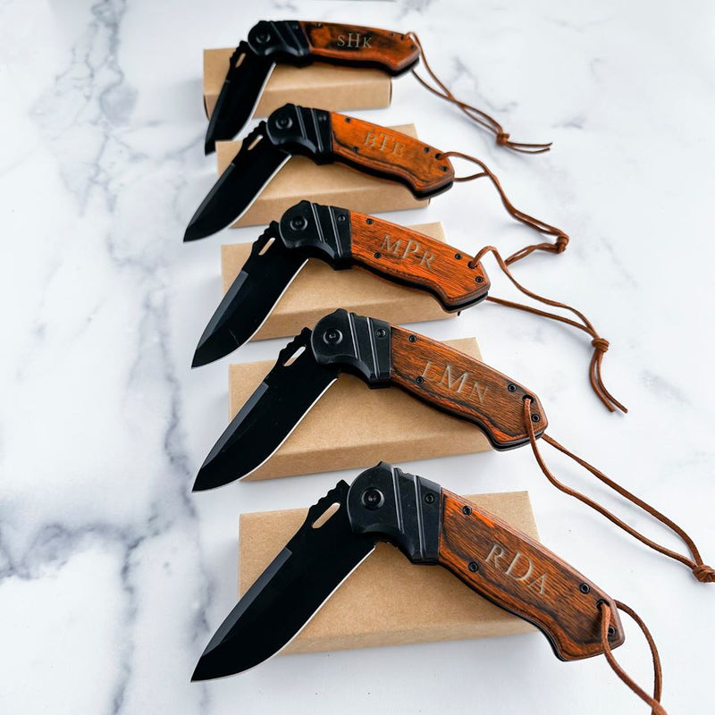 Groomsmen Set of 5 Saw Mountain Personalized Hunting Knives