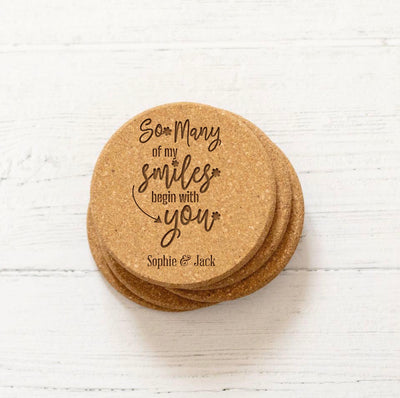 Personalized Cork Wedding Coasters - 1 pc