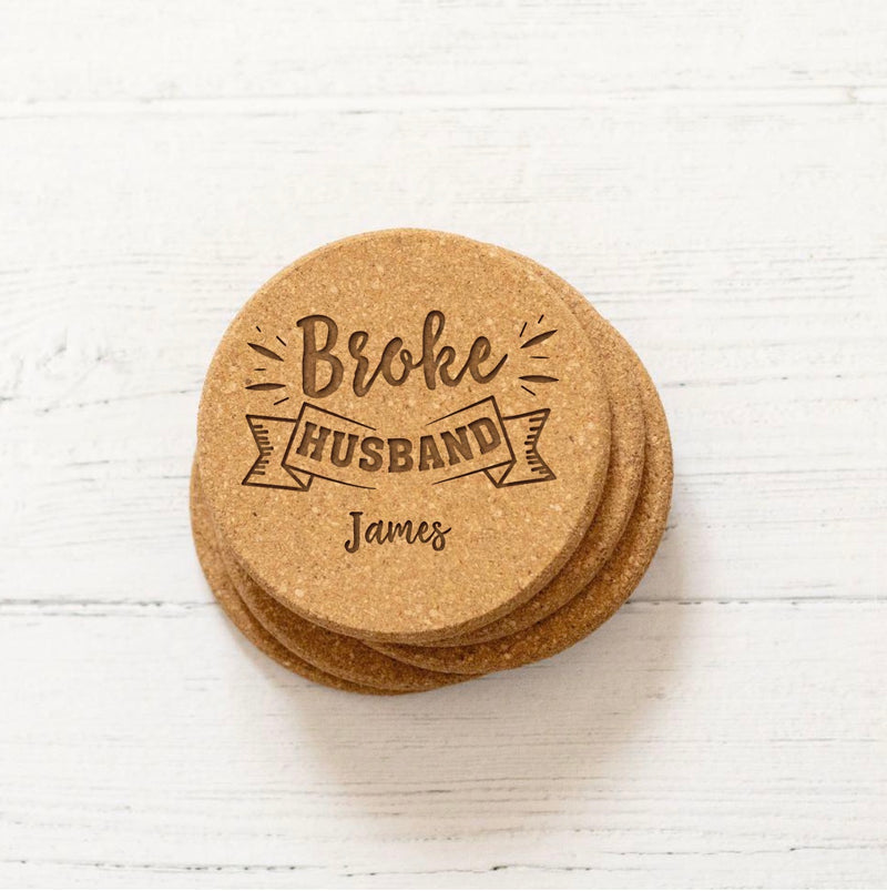 Personalized Cork Wedding Coasters - 1 pc
