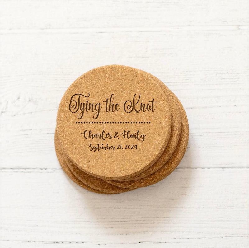 Personalized Cork Wedding Coasters - 1 pc