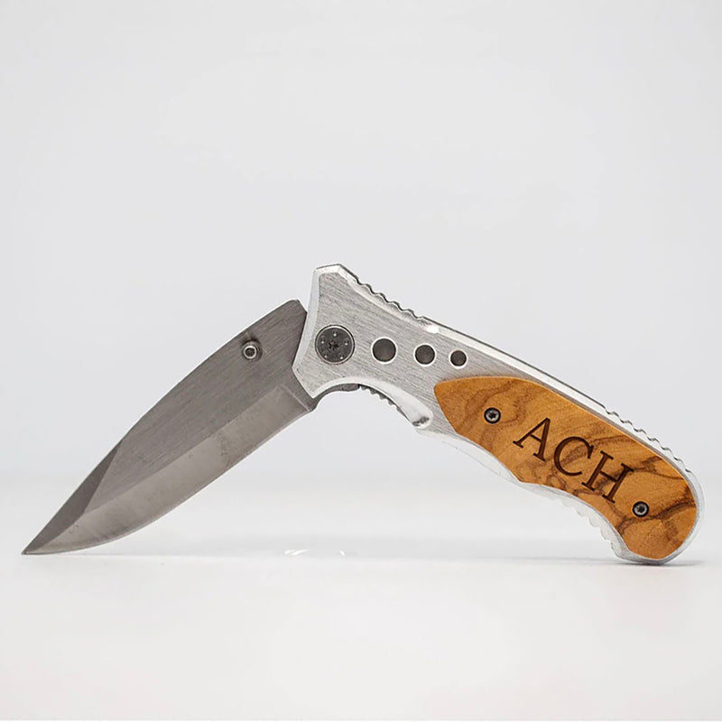 Personalized Silver Blade Knife with Aluminum Handle