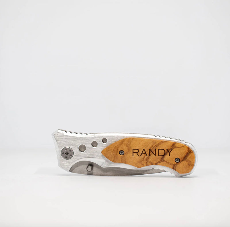 Personalized Silver Blade Knife with Aluminum Handle