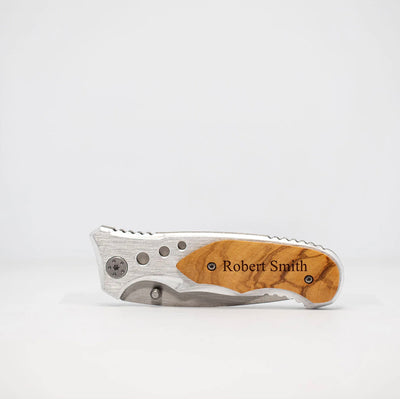 Personalized Silver Blade Knife with Aluminum Handle