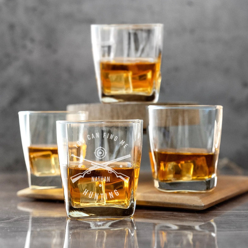 Personalized Hunting Square Rocks Glass