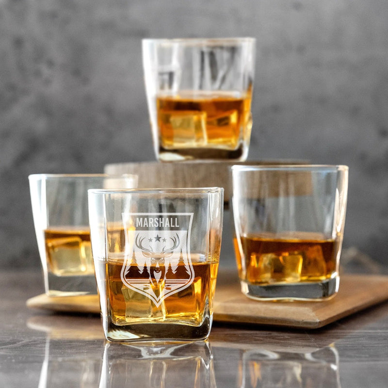 Personalized Hunting Square Rocks Glass