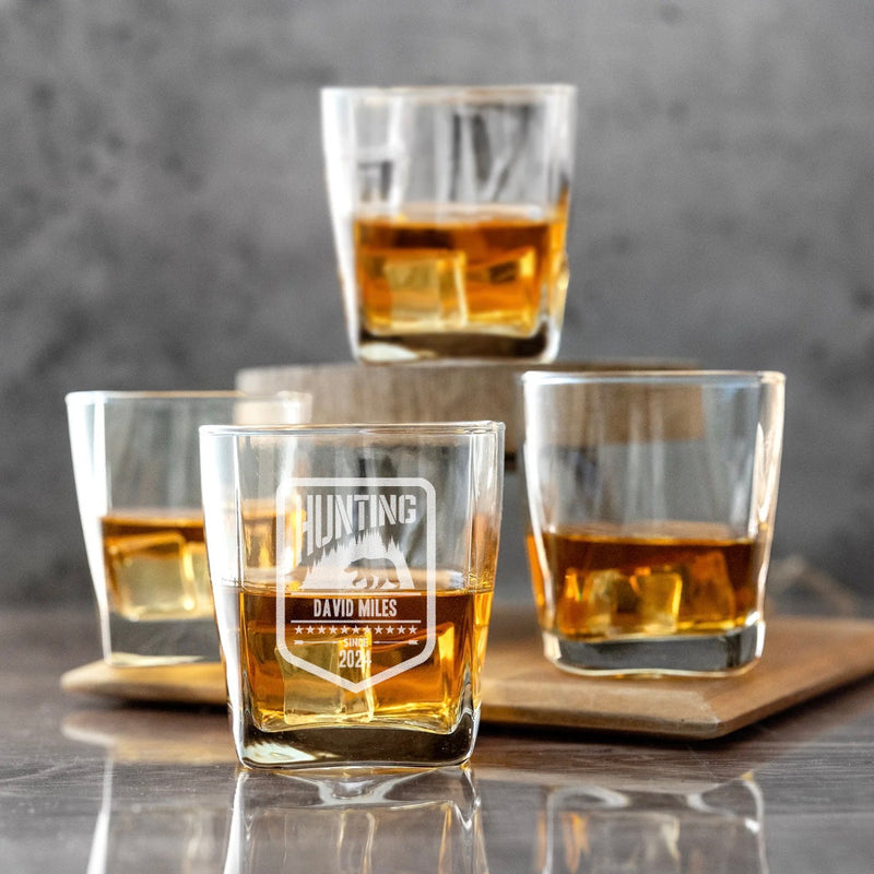 Personalized Hunting Square Rocks Glass