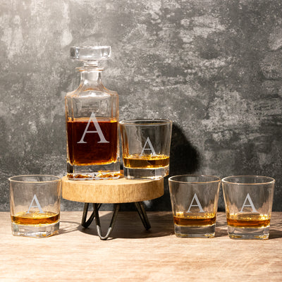 Personalized Heritage Decanter Set with 4 Custom Glasses