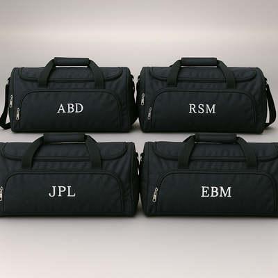 Set of 5 Personalized Black Duffel Bags