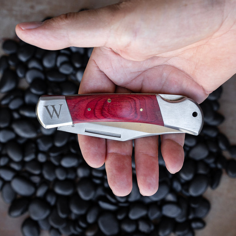 Personalized Wood Handle Lock Back Pocket Knife