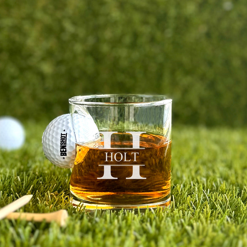 Personalized Golf Ball Lowball Whiskey Glass