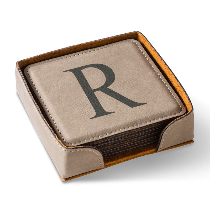 Personalized Light Brown Square Coaster Set