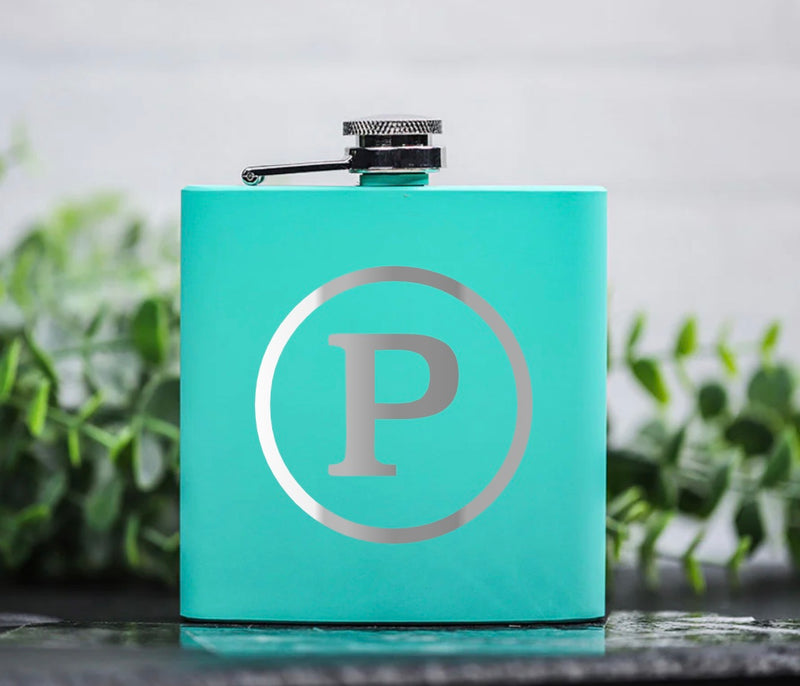 Personalized Teal Powder-Coated Flasks