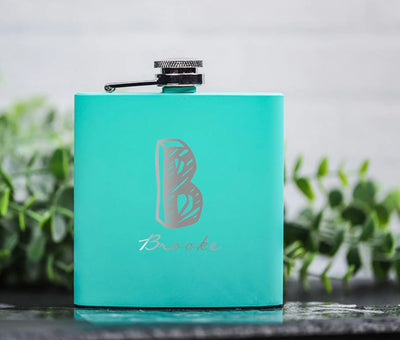 Personalized Teal Powder-Coated Flasks