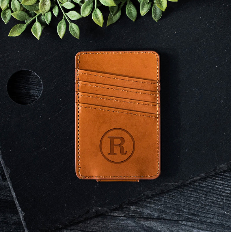 Personalized Leather Magnetic Money Clip