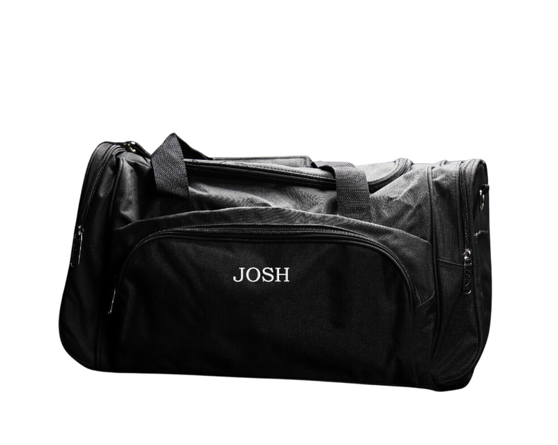 Personalized Voyager Black Duffel Bag