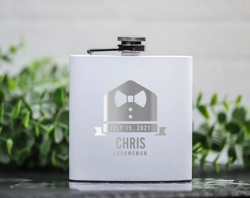 Personalized White Powder-Coated Flasks