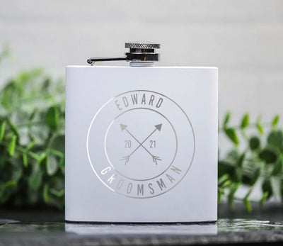Personalized White Powder-Coated Flasks