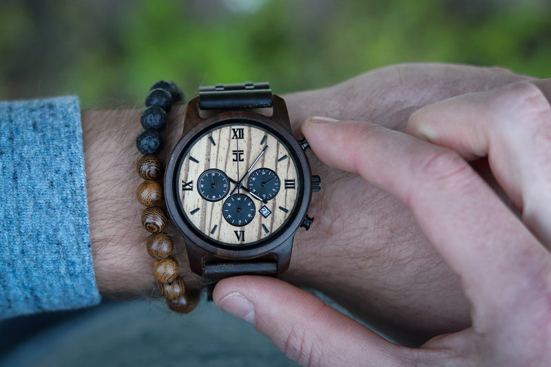 Wild Black Sandalwood & Zebrawood Chronograph Watch