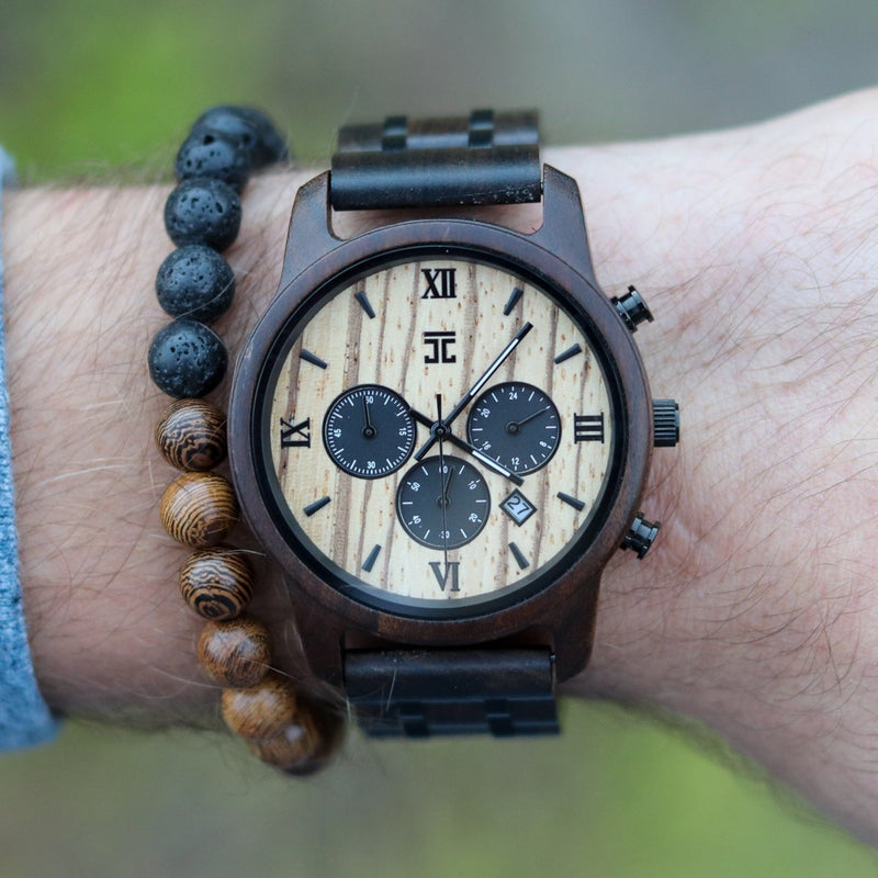 Wild Black Sandalwood & Zebrawood Chronograph Watch