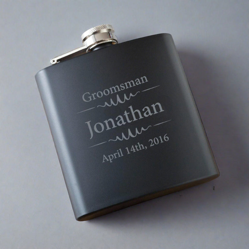 Groomsman Black Matte Flask
