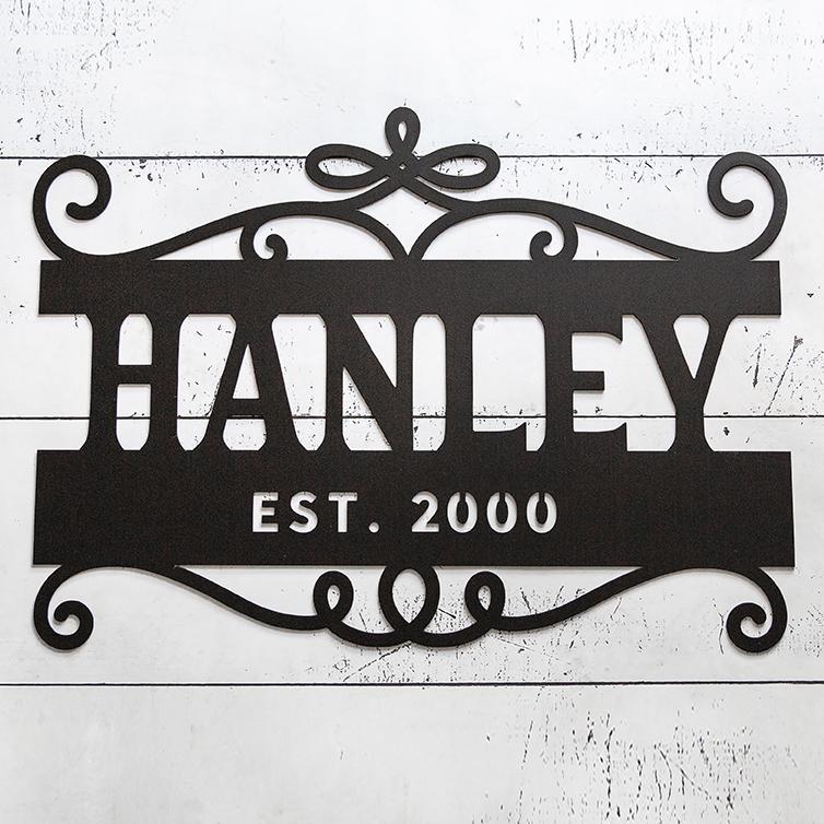 Personalized Family Name Horizontal Metal Sign