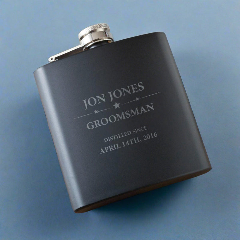 Groomsman Black Matte Flask