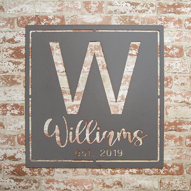 Personalized Family Name Metal Sign with Initial
