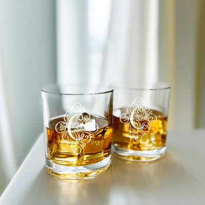 Personalized Monogrammed Whiskey Glasses - Set of 2