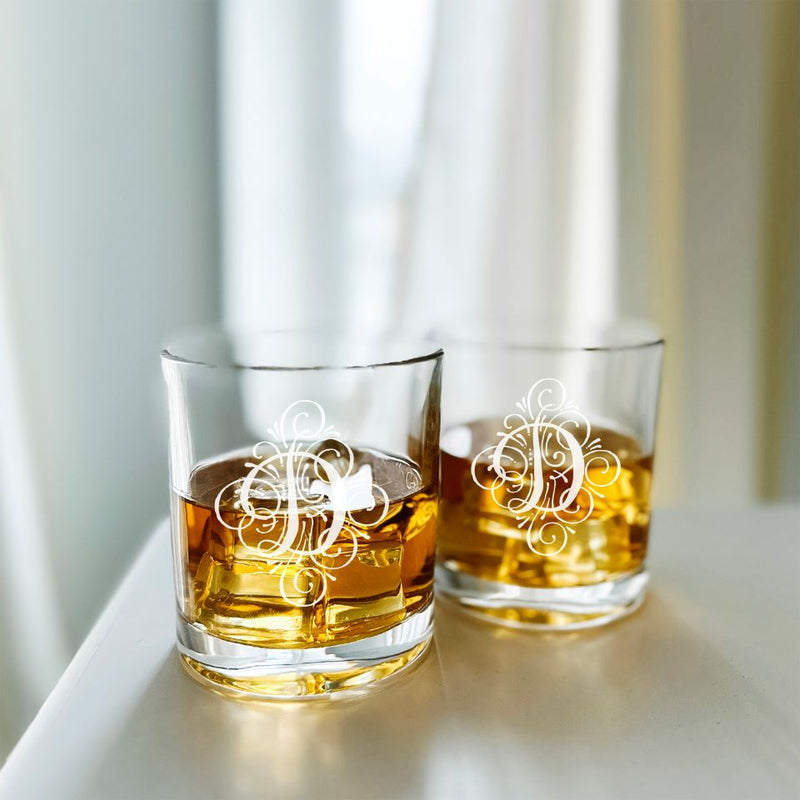 Personalized Monogrammed Whiskey Glasses - Set of 2