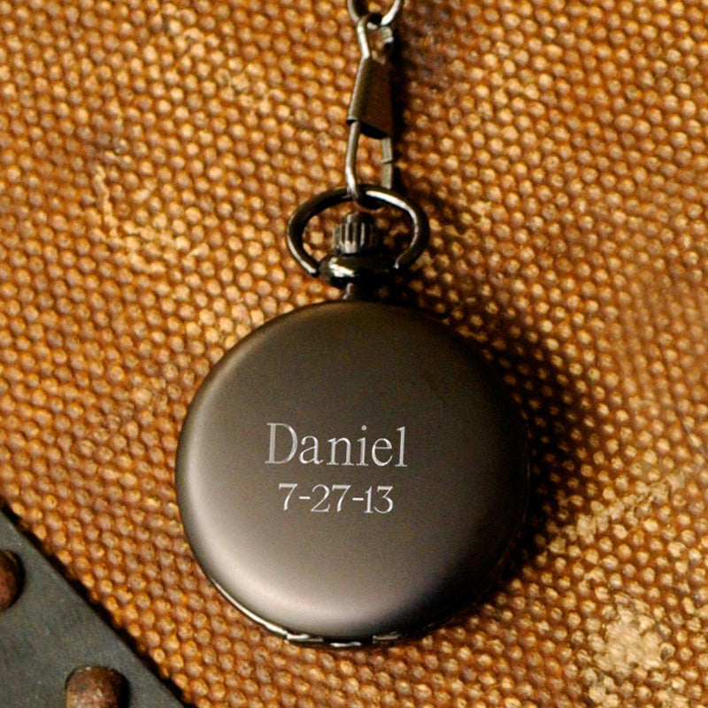 Personalized Gunmetal Pocket Watch