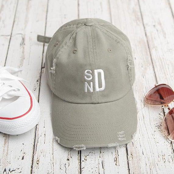 Monogrammed Distressed Caps