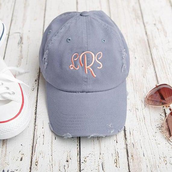 Monogrammed Distressed Caps