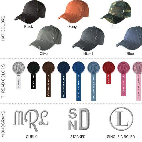 Monogrammed Distressed Caps