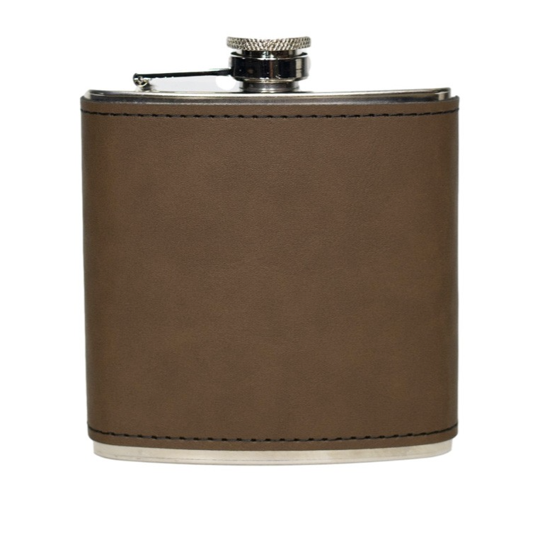 Personalized Brushed Steel Leather Wrapped Flasks – GroomsShop