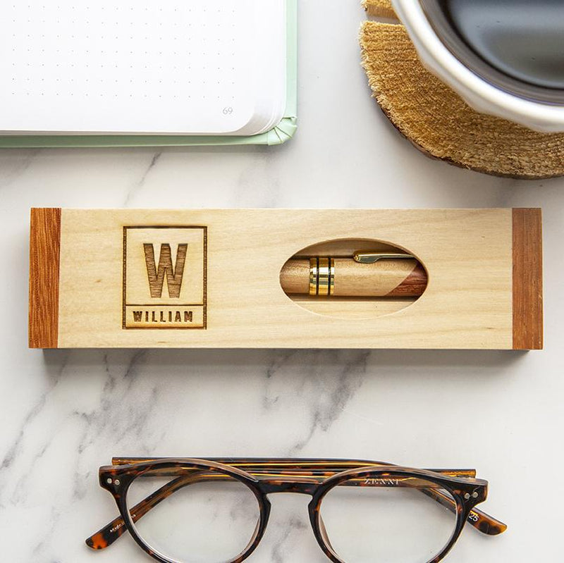 Personalized  Cut-Out Top Wooden Pen Set