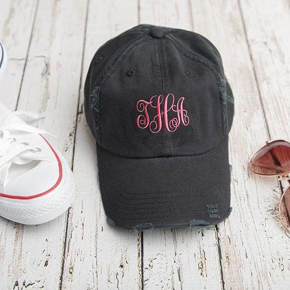 Monogrammed Distressed Caps
